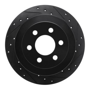 Dodge Dakota Brake Rotor (1) - Rear Right - R1 Concepts - Drilled & Slotted - Black - `03-`04